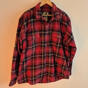 100% Cotton Plaid Heavy Flannel Button Down Shirt By Field And Stream Size XXL